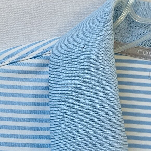 Coolibar Polo Shirt Mens Large Long Sleeve UPF 50 Golf Stripe Erodym Active Blue - Picture 3 of 11